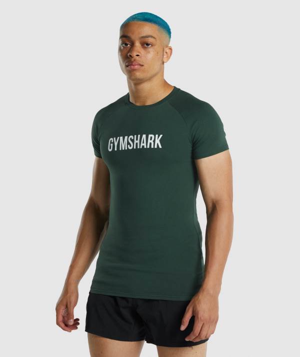Panske Tricka Gymshark Apollo Tmavo Zelene | YL6710548